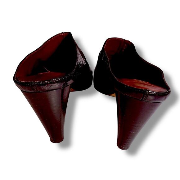 VTG Brighton Romeo Women’s Black Croc Patent Leather Mules Heel Shoes Size 8.5 M - Picture 6 of 13